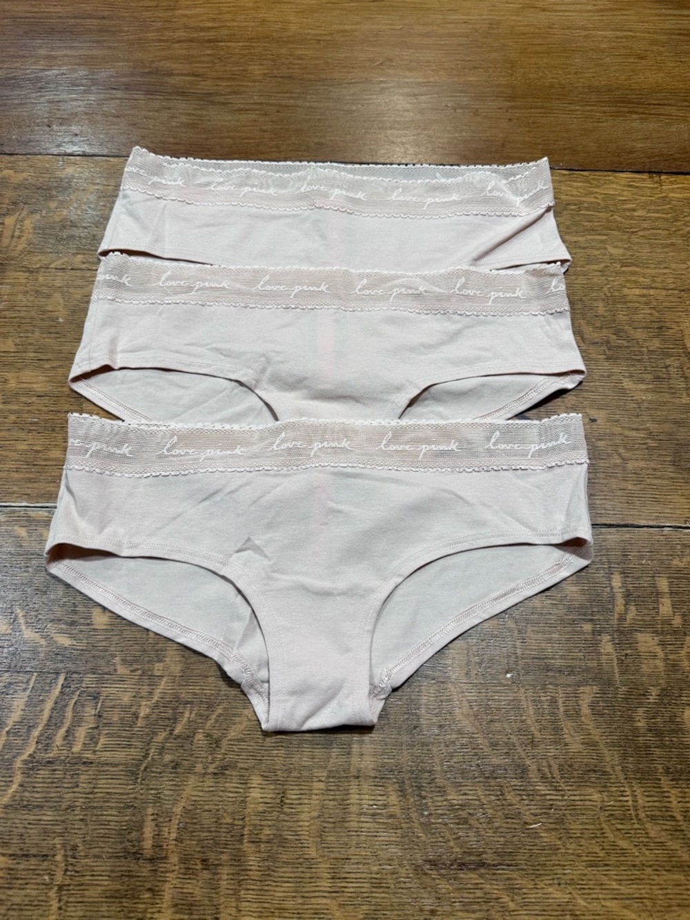 PINK Victoria's Secret Soft Blush Hipster Panty‎ Trio sz medium hipster
